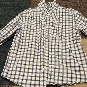 American Eagle  Men's Navy and White Plaid Shirt Size medium Super Soft